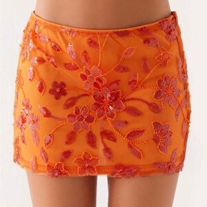 New Peppermayo Orange Mini Skirt